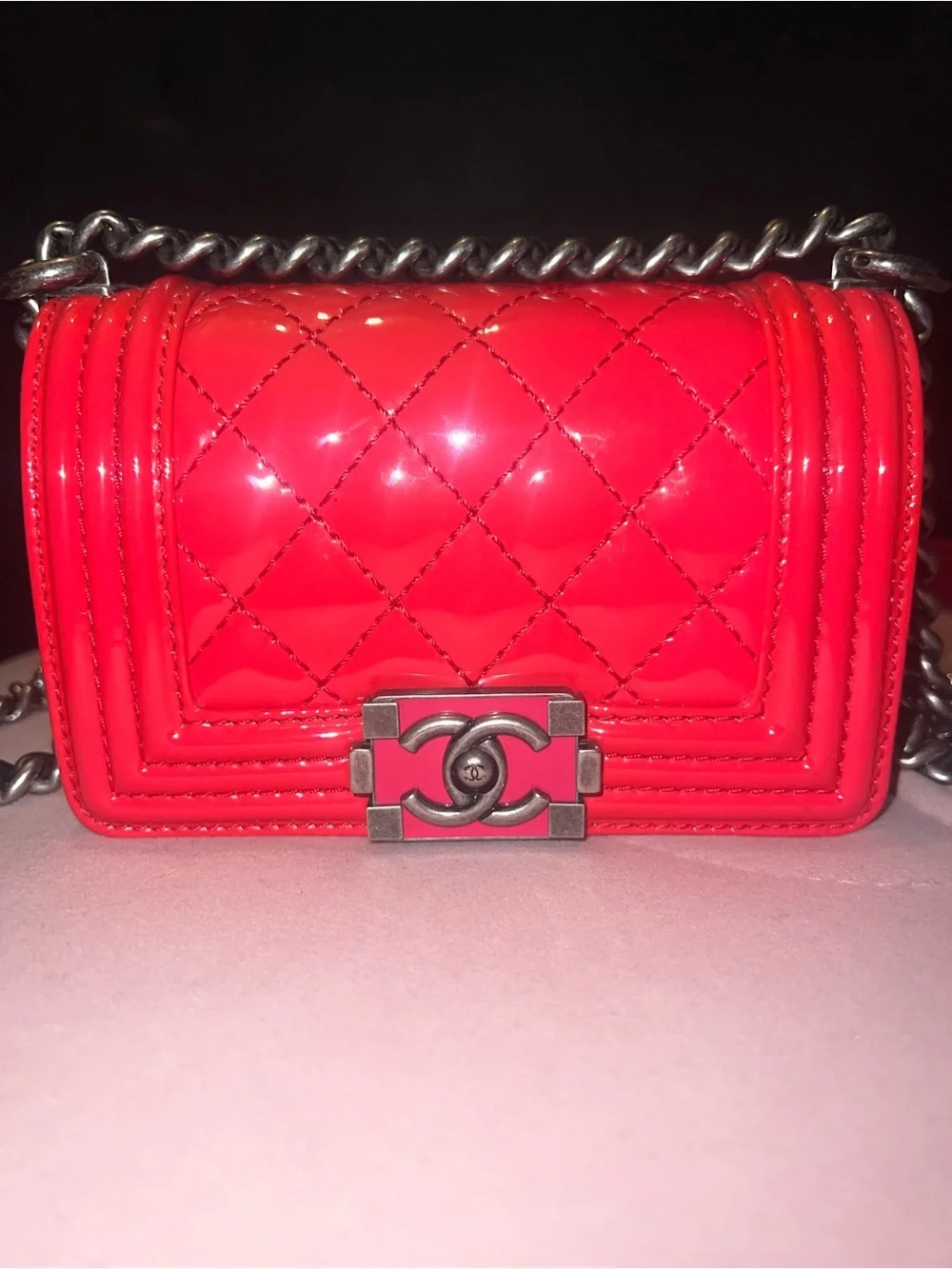 Chanel Quilted Hot Pink flap boy bag